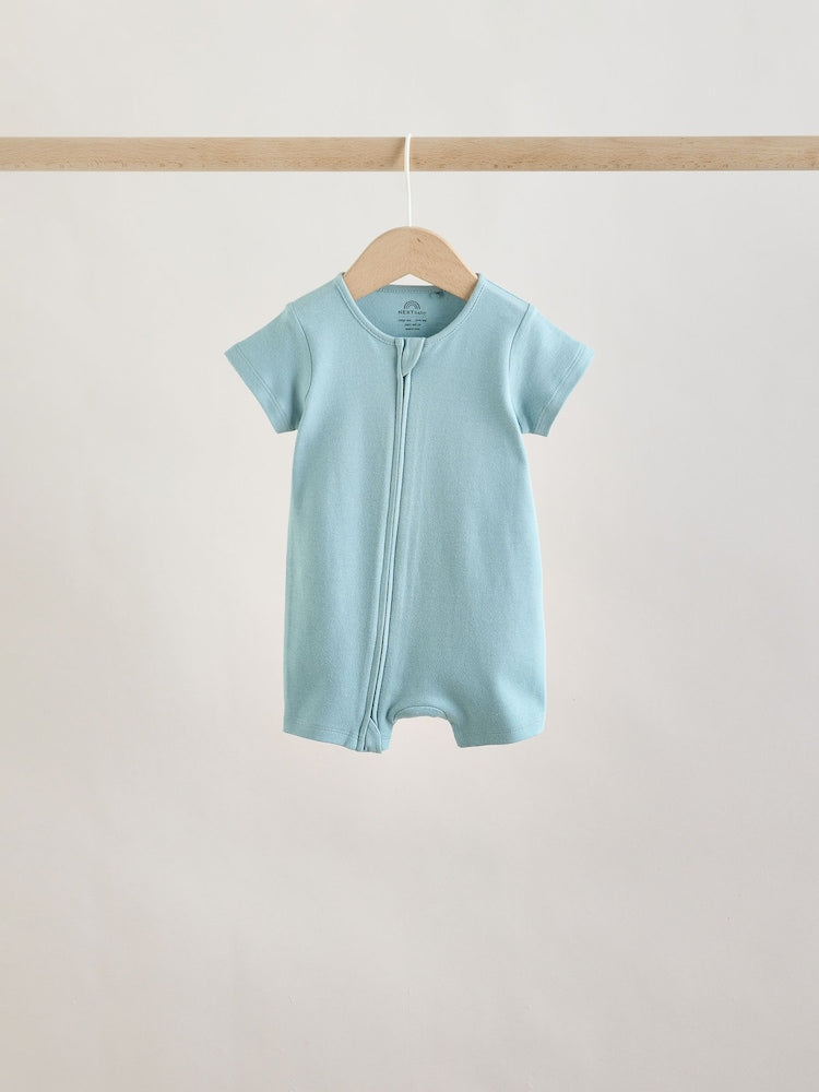 Green Two Way Zip Baby Rompers 3 Pack (0mths-3yrs)