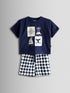 JoJo Maman Bébé Navy Nautical Printed T-Shirt & Shorts Set - Navy Nautical / 12-18 Months (80-86cm)