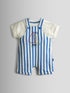 JoJo Maman Bébé Blue Boat 2-Piece Appliqué Stripe Dungarees & T-Shirt Set - Up To 3 Months (50 - 62cm)