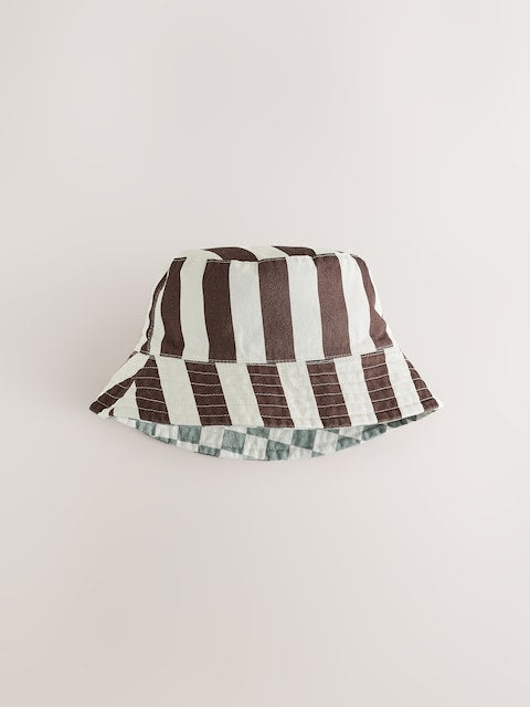 Grey/White Reversible Bucket Hat (3mths-16yrs) - Size 3-9 Months (62-74cm)