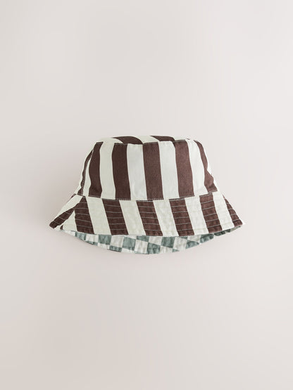 Grey/White Reversible Bucket Hat (3mths-16yrs) - Size 3-9 Months (62-74cm)