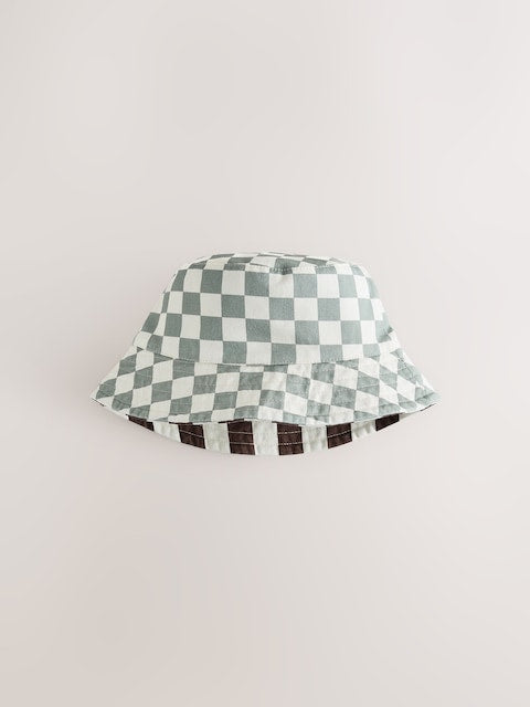 Grey/White Reversible Bucket Hat (3mths-16yrs) - Size 3-9 Months (62-74cm)