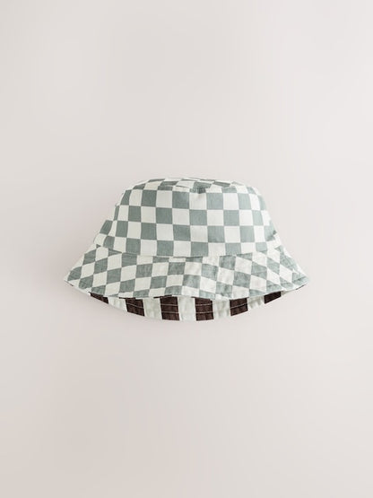 Grey/White Reversible Bucket Hat (3mths-16yrs) - Size 3-9 Months (62-74cm)