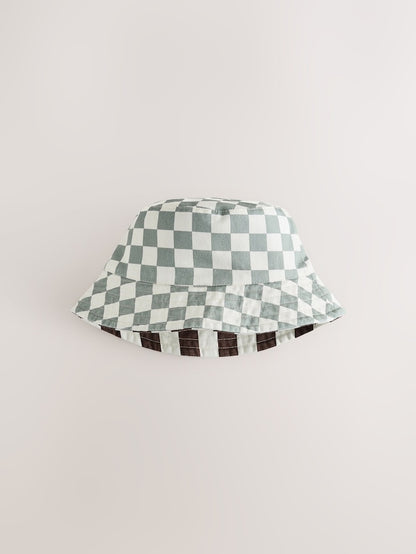 Grey/White Reversible Bucket Hat (3mths-16yrs) - Size 3-9 Months (62-74cm)