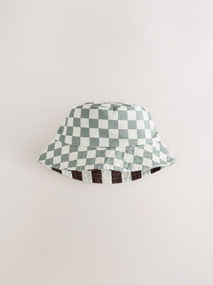 Grey/White Reversible Bucket Hat (3mths-16yrs) - Size 3-9 Months (62-74cm)