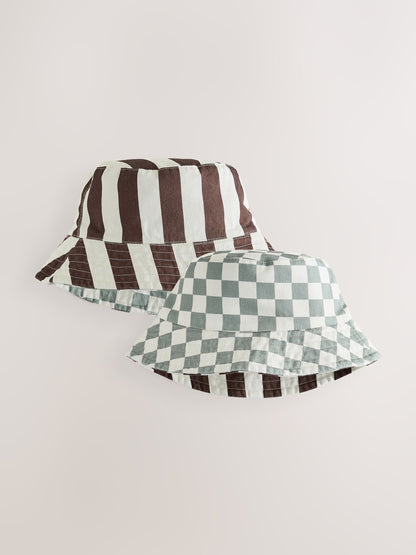 Grey/White Reversible Bucket Hat (3mths-16yrs) - Size 3-9 Months (62-74cm) - Default 1