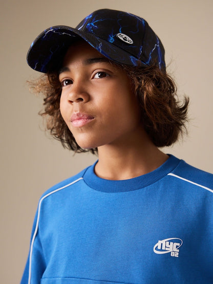 Black/Blue Lightning Bolt Baseball Cap (3-16yrs)