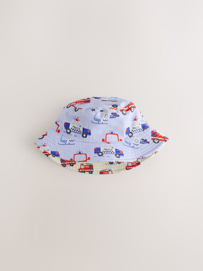 Red/White/Blue Emergency Vehicles Reversible Bucket Hat (3mths-16yrs)