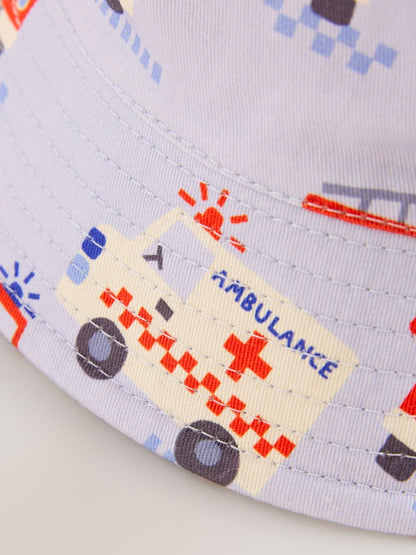 Red/White/Blue Emergency Vehicles Reversible Bucket Hat (3mths-16yrs)