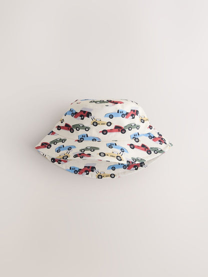 Cream/Blue Bucket Hats 2 Pack (3mths-13yrs)