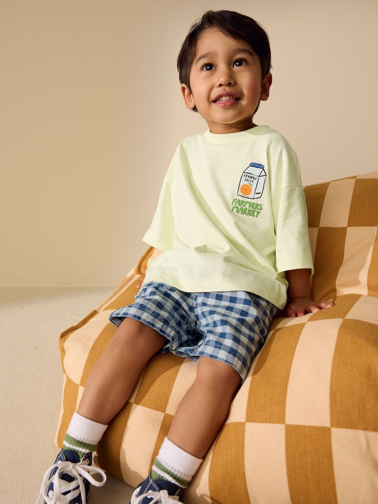 Light Yellow Farmers Market Oversized Short Sleeve Back Print T-Shirt (3mths-7yrs)