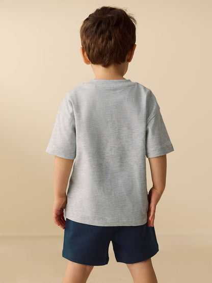 Grey Marl Digger Short Sleeve T-Shirt and Shorts Set (3mths-7yrs)