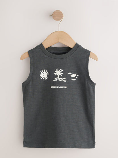 Black Palm Trees Graphic Vests 3 Pack (3mths-7yrs) - Size 3-6 Months (62-68cm)