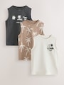 Black Palm Trees Graphic Vests 3 Pack (3mths-7yrs) - Size 3-6 Months (62-68cm)