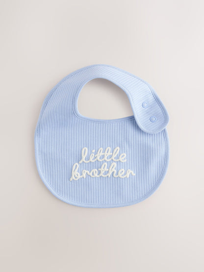 Blue Little Brother Baby Bibs 2 Pack - Size One