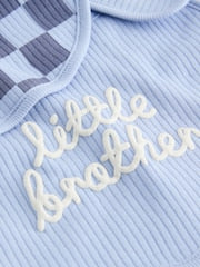 Blue Little Brother Baby Bibs 2 Pack - Size One