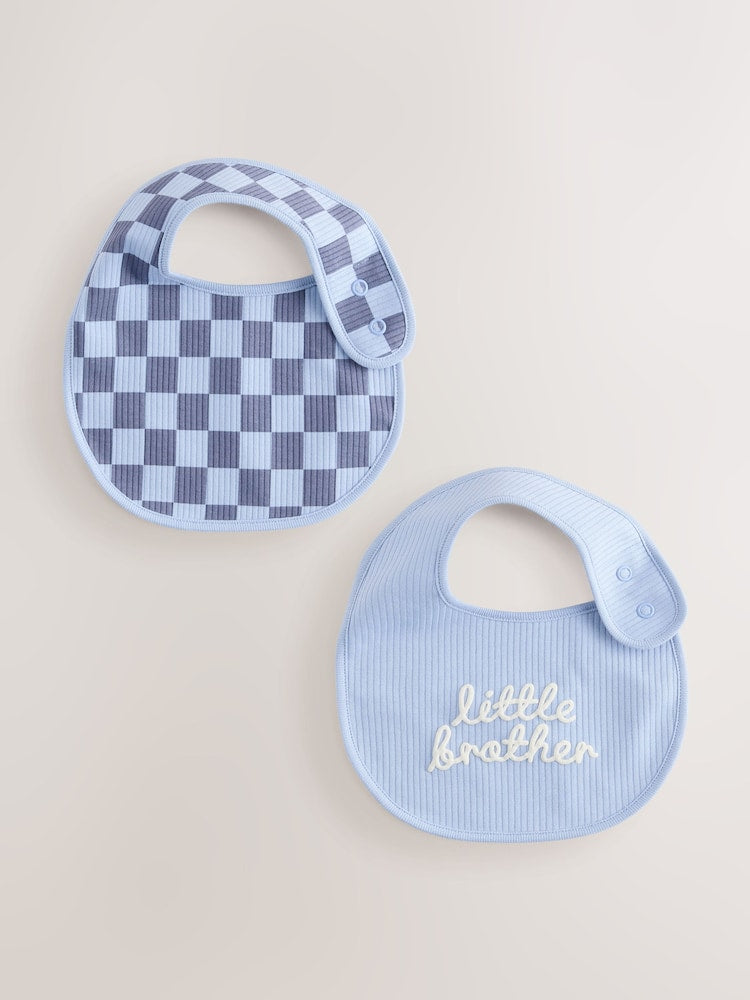Blue Little Brother Baby Bibs 2 Pack - Blue Little Brother / Up to 1 Month (50-56cm)