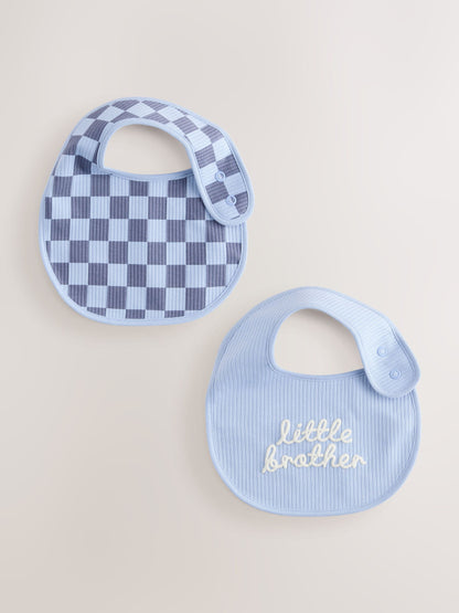 Blue Little Brother Baby Bibs 2 Pack - Size One - Default 1