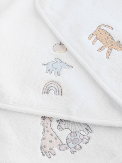 3 Pack Safari Animals Face Cloths - Size ONE