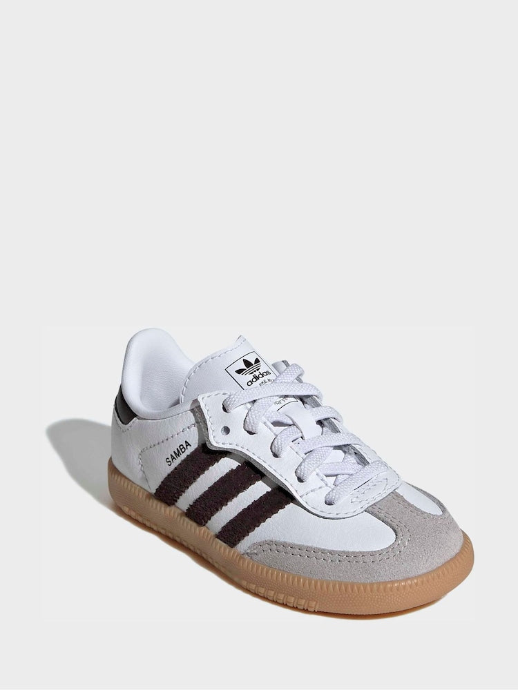 adidas Originals White/Black/Grey Samba OG Comfort Closure Elastic Lace Infant Trainers - Size EU 20 (UK 4)