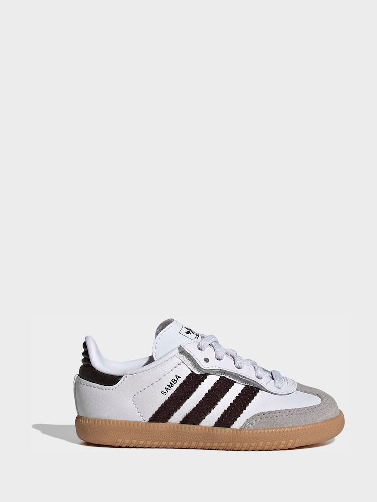 adidas Originals White/Black/Grey Samba OG Comfort Closure Elastic Lace Infant Trainers - Size EU 20 (UK 4)
