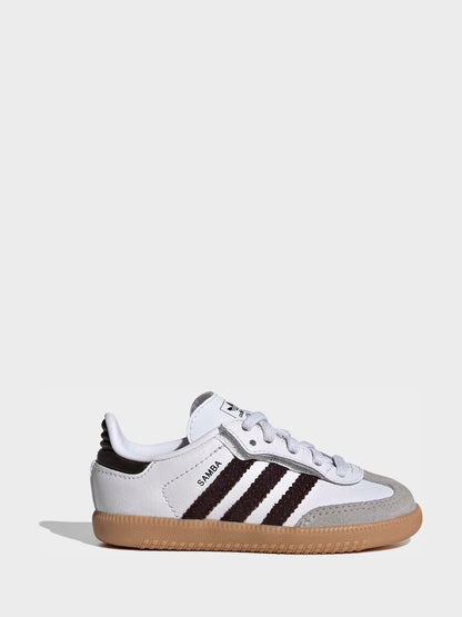 adidas Originals White/Black/Grey Samba OG Comfort Closure Elastic Lace Infant Trainers - Size EU 20 (UK 4)