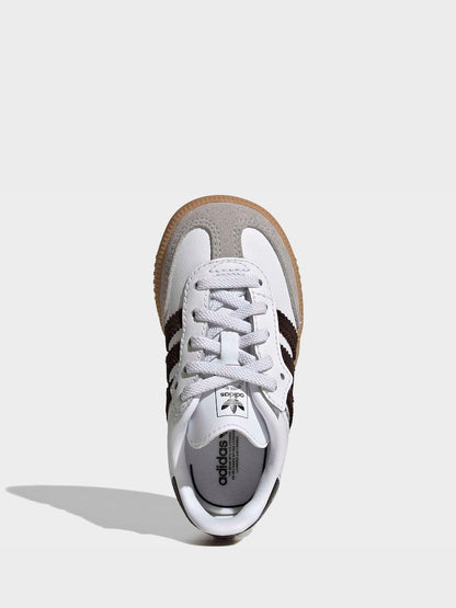 adidas Originals White/Black/Grey Samba OG Comfort Closure Elastic Lace Infant Trainers - Size EU 20 (UK 4)
