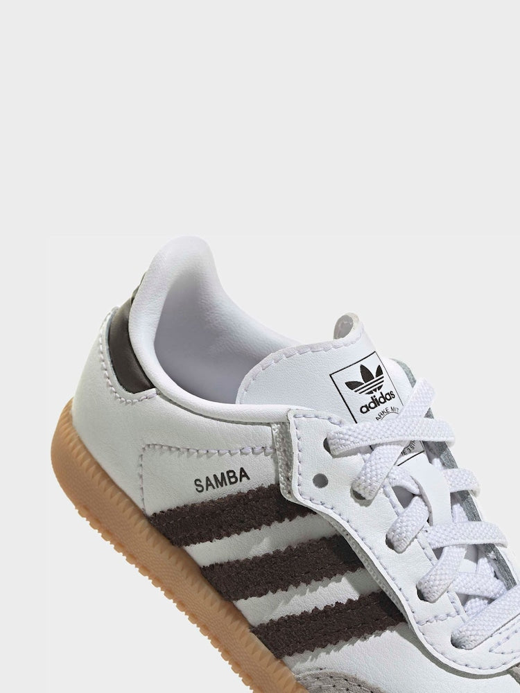 adidas Originals White/Black/Grey Samba OG Comfort Closure Elastic Lace Infant Trainers - Size EU 20 (UK 4)