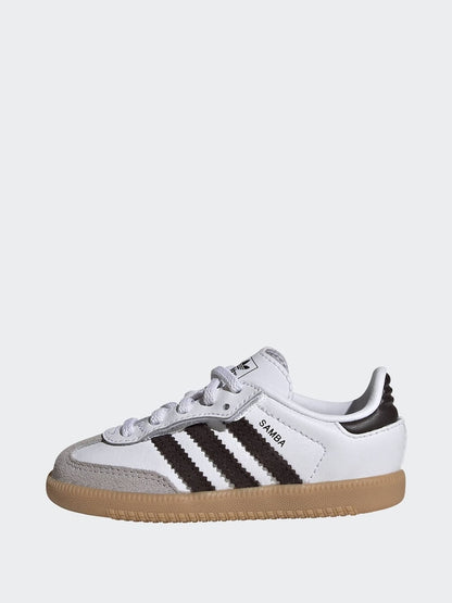 adidas Originals White/Black/Grey Samba OG Comfort Closure Elastic Lace Infant Trainers - Size EU 20 (UK 4)