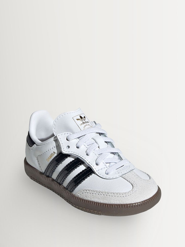 adidas Originals White/Black Samba OG Comfort Closure Elastic Lace Infant Trainers