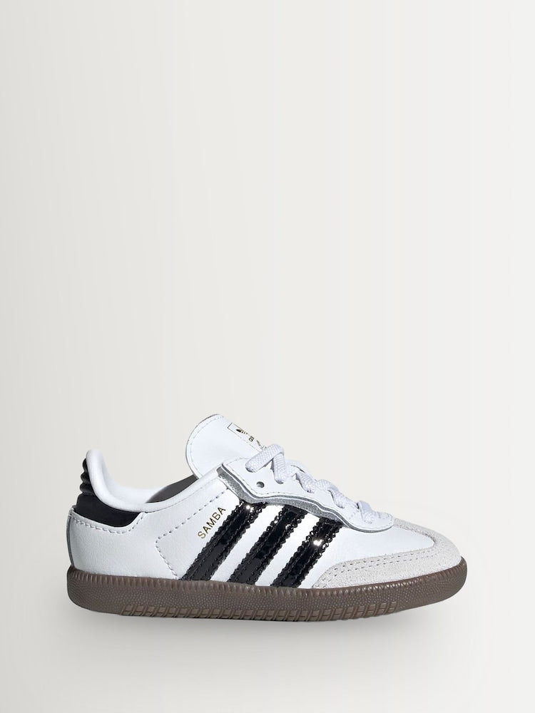 adidas Originals White/Black Samba OG Comfort Closure Elastic Lace Infant Trainers