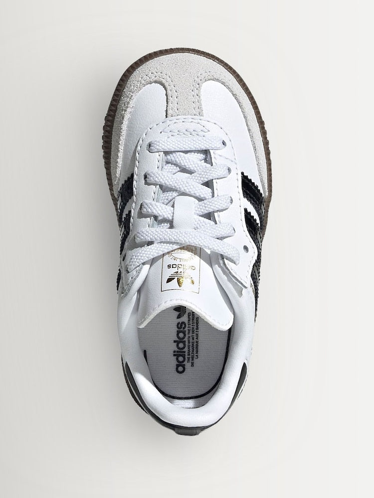 adidas Originals White/Black Samba OG Comfort Closure Elastic Lace Infant Trainers