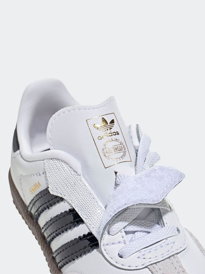 adidas Originals White/Black Samba OG Comfort Closure Elastic Lace Infant Trainers