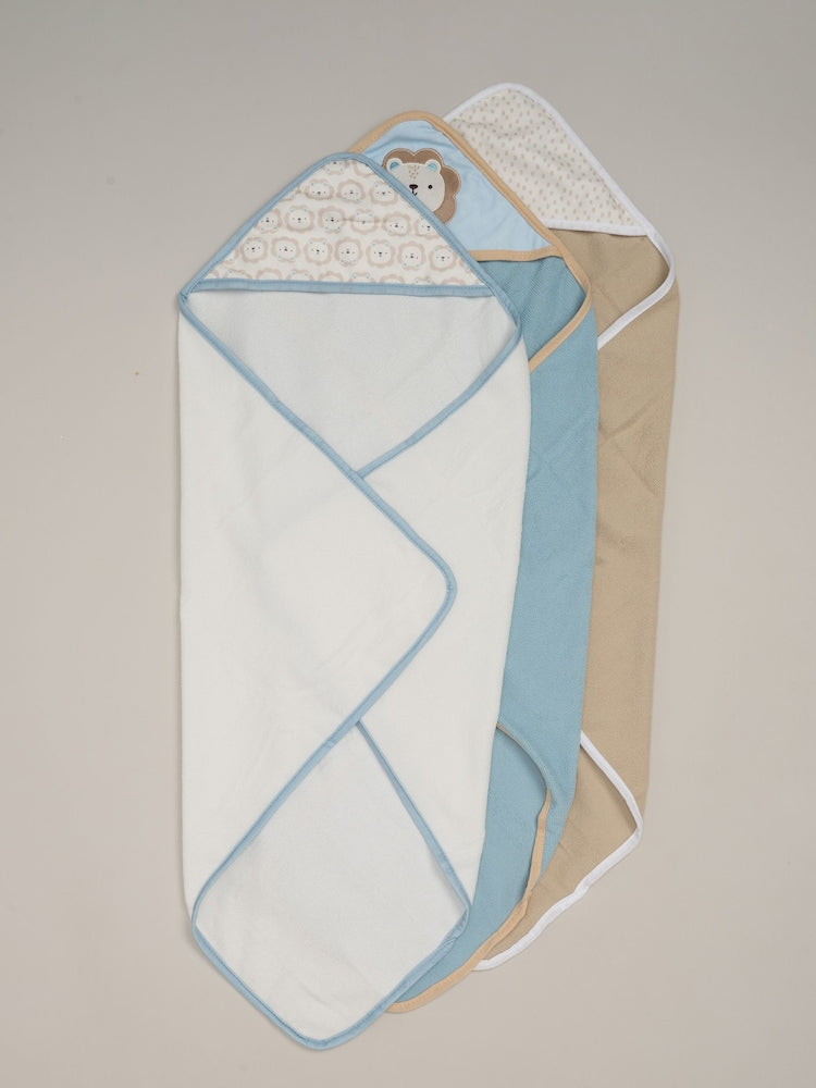 Rock-A-Bye Baby Boutique Blue Hooded Towels 3 Pack - Size One