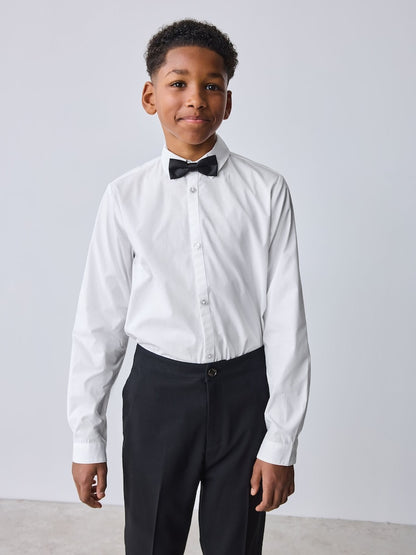 Baker by Ted Baker Long Sleeve Shirt with Bow Tie - White/Black / 10 Years (140cm)