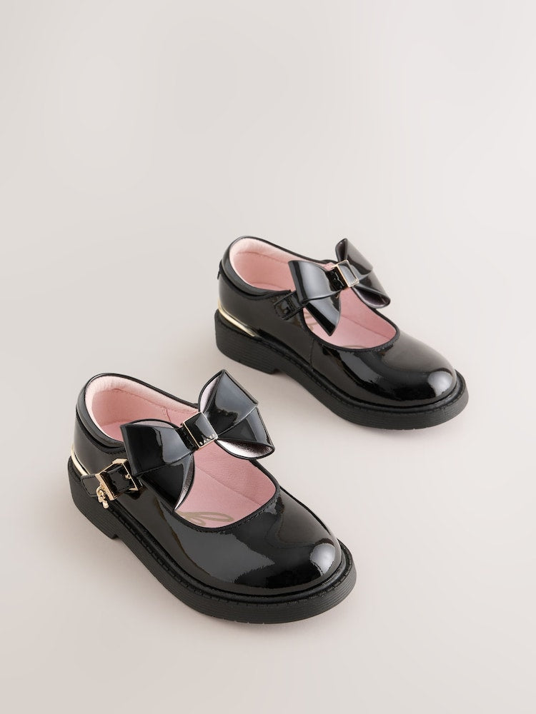 Baker by Ted Baker Back to School Black Chunky Mary Jane Shoes with Bow