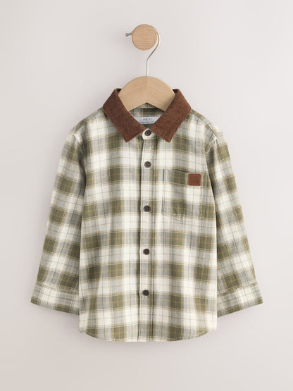 Green/Ecru Long Sleeve Check Shirt (3mths-7yrs) - Green/Ecru / 12-18 Months (80-86cm)