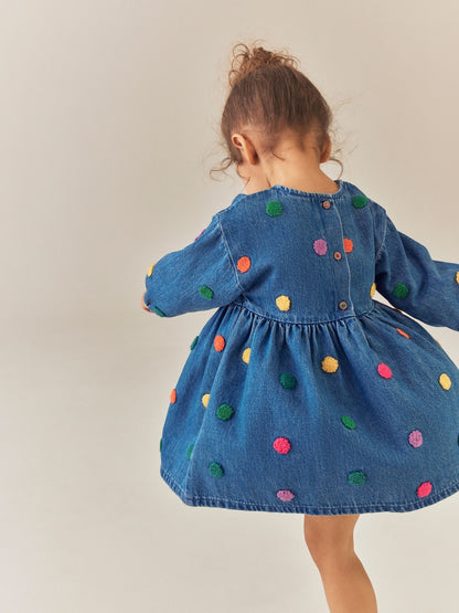Blue Denim Long Sleeve Boucle Spot