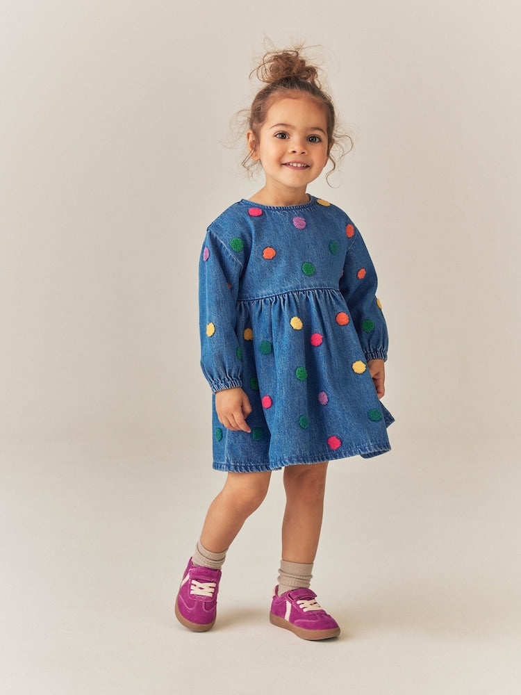 Blue Denim Long Sleeve Boucle Spot