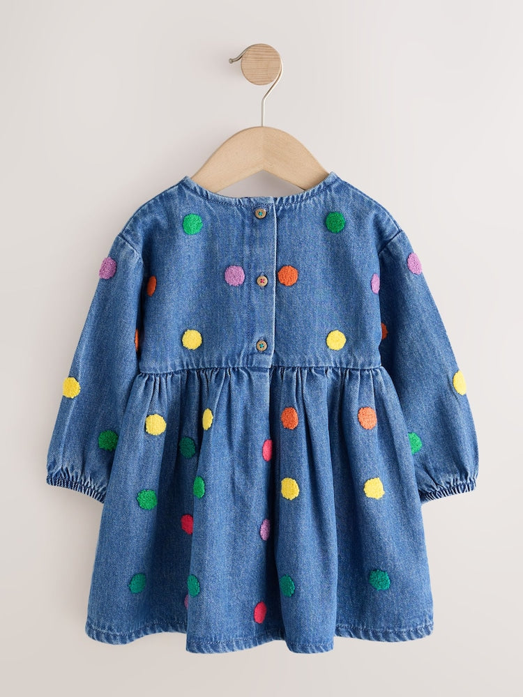 Blue Denim Long Sleeve Boucle Spot
