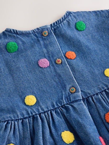 Blue Denim Long Sleeve Boucle Spot