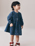 Blue Denim Jaquard Heart Denim Long Sleeve Dress (3mths-8yrs) - Blue Denim Jaquard Heart Denim Long Sleeve / 12-18 Months (80-86cm)