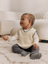 Charcoal Grey/Cream Baby Knit Vest, Bodysuit and Trousers Set (0mths-3yrs) - Charcoal Grey/Cream / Up to 1 Month (50-56cm)