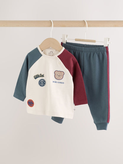 Blue/Neutral Varsity Top and Leggings Baby Set (0mths-2yrs) - Blue/Neutral Varsity / Up to 1 Month (50-56cm)