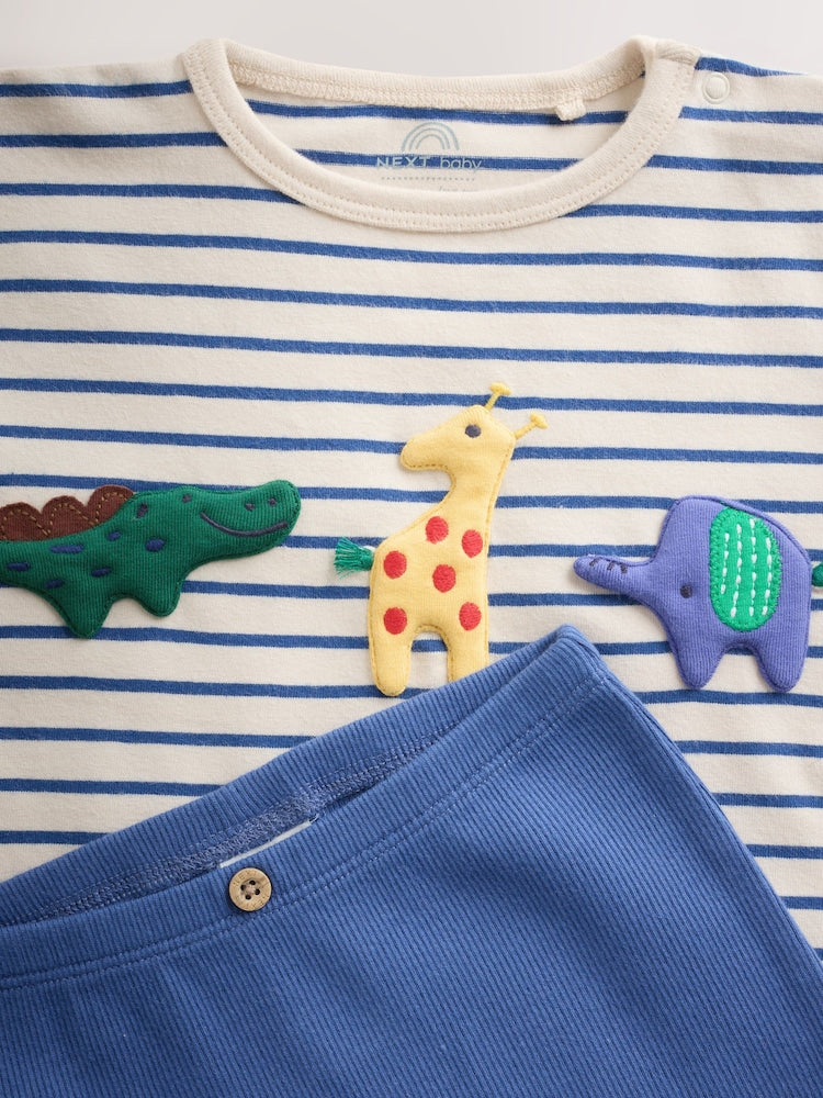 Red/Blue Safari Animals Top and Leggings Baby Set (0mths-2yrs)