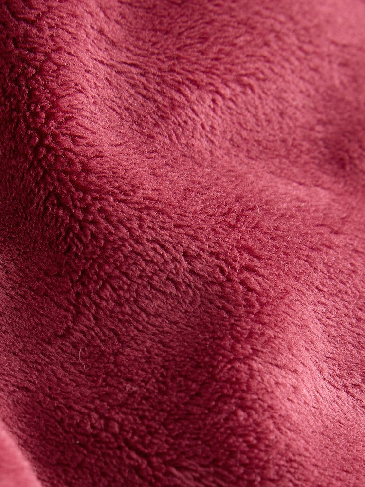 Burgundy Red Check Faux Fur Collar Shower Resistant Padded Duffle Coat (3mths-7yrs)