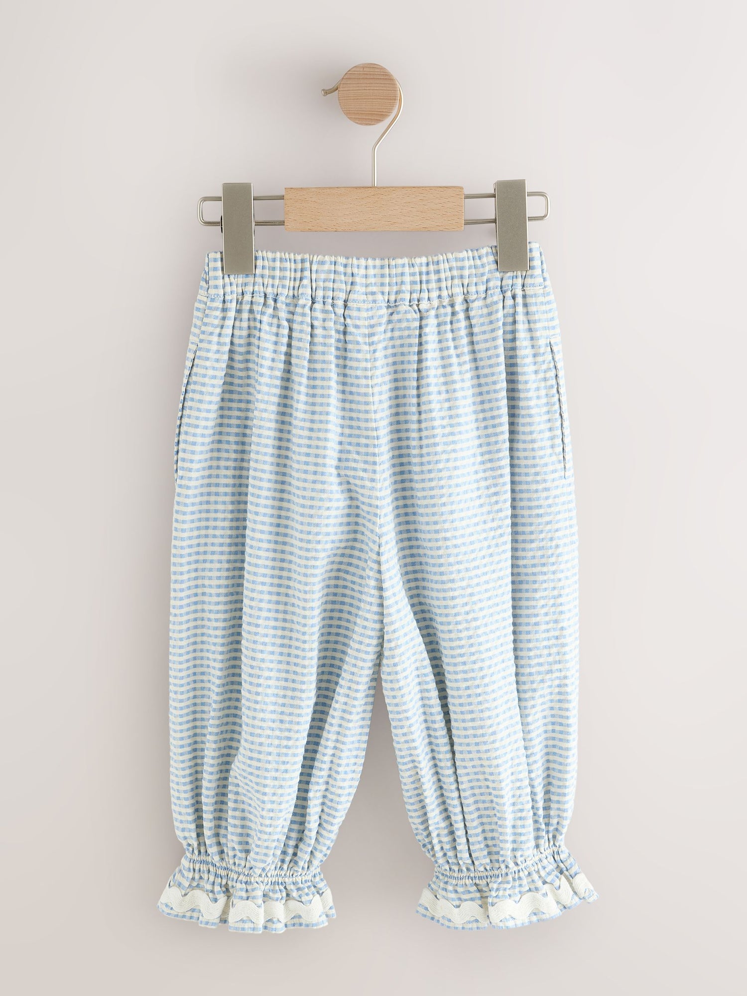 Blue/Ecru Gingham Bloomer Pullon Trousers (3mths-7yrs) - Size 3-6 Months (62-68cm)