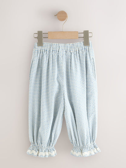 Blue/Ecru Gingham Bloomer Pullon Trousers (3mths-7yrs) - Size 3-6 Months (62-68cm)