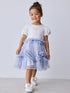 Baker by Ted Baker Pale Blue Floral Ruffle Mesh Tiered Mockable Dress