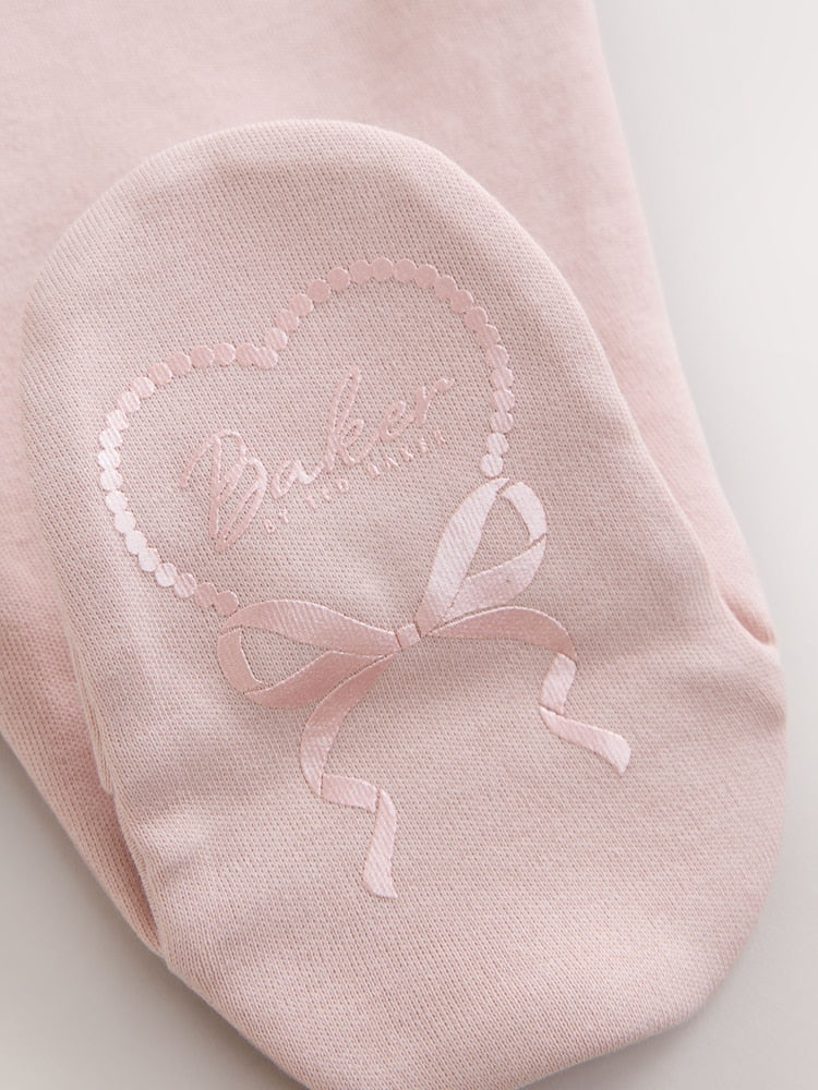 Baker by Ted Baker Pale Pink Cotton Printed Sleepsuits 3 Pack